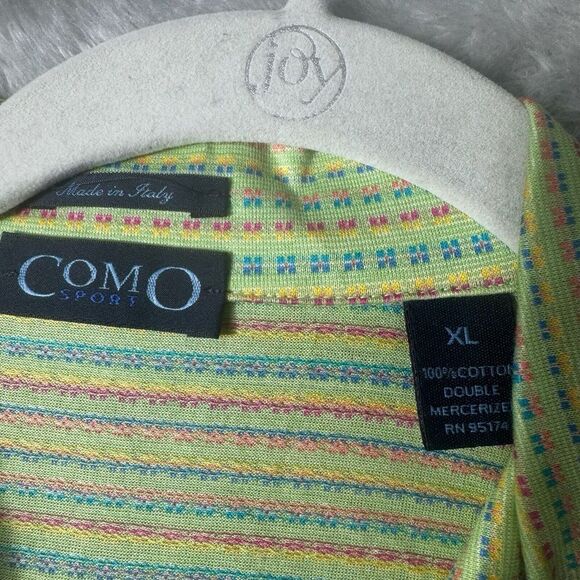 Como Sport‎ Polo Shirt Mens XL Colorful Short Sleeve Golf Casual Green Retro 90s - Picture 3 of 8